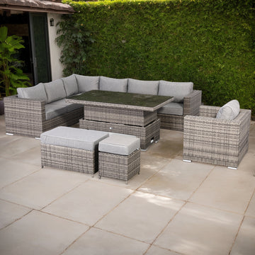 Cambridge Modular Corner Sofa Set With Rising Table and Arm Chair in Grey Set up left or right handed